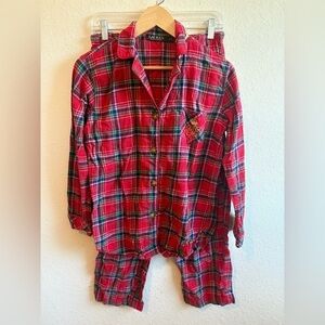 Ralph Lauren Red Green Plaid Flannel Pajama Set Size Small